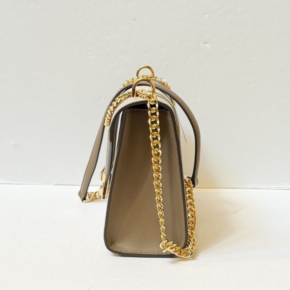 Michael Kors Whitney Medium Flap Shoulder Chain Crossbody Bag MK Vanilla Multi - Picture 8 of 16